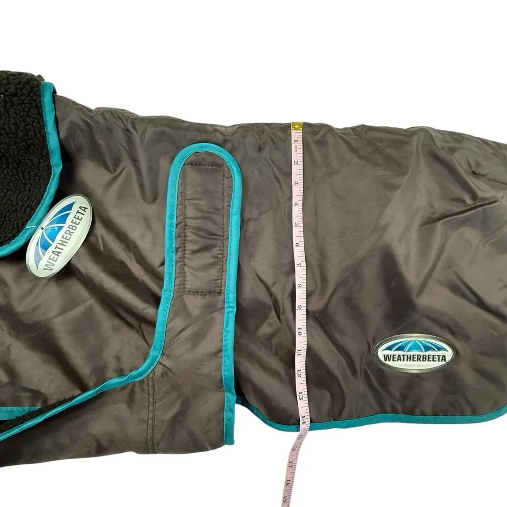 WeatherBeeta NEW Windbreaker Deluxe Dog Coat Fleece Lined Brown Aqua Large 28